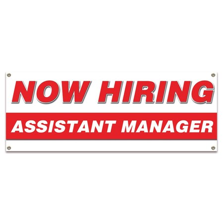 Signmission Now Hiring Assistant Manager Banner Apply Inside Accepting Application Single Sided B-30195